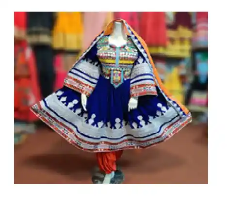 Traditional Gandi Afghan female clothes with colorful embroidery
