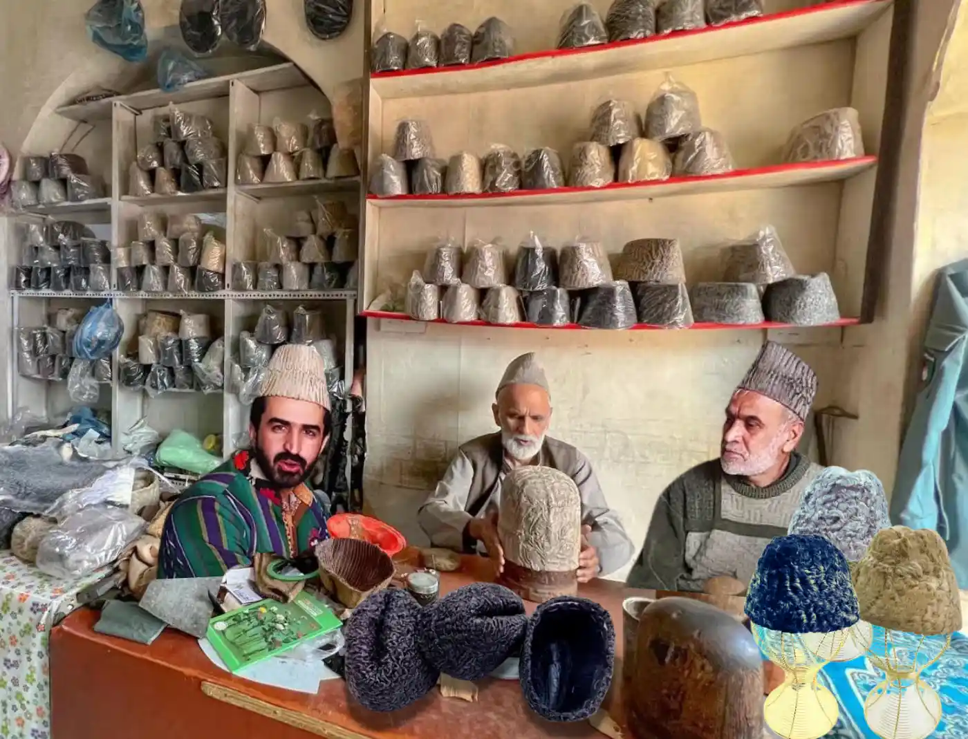 Traditional Afghan Karakul hat made from Karakul sheep wool