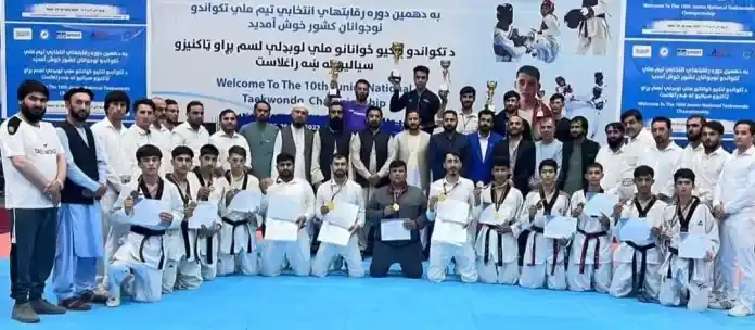 Afghan taekwondo athlete during training