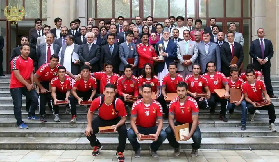Afghanistan national football team in action