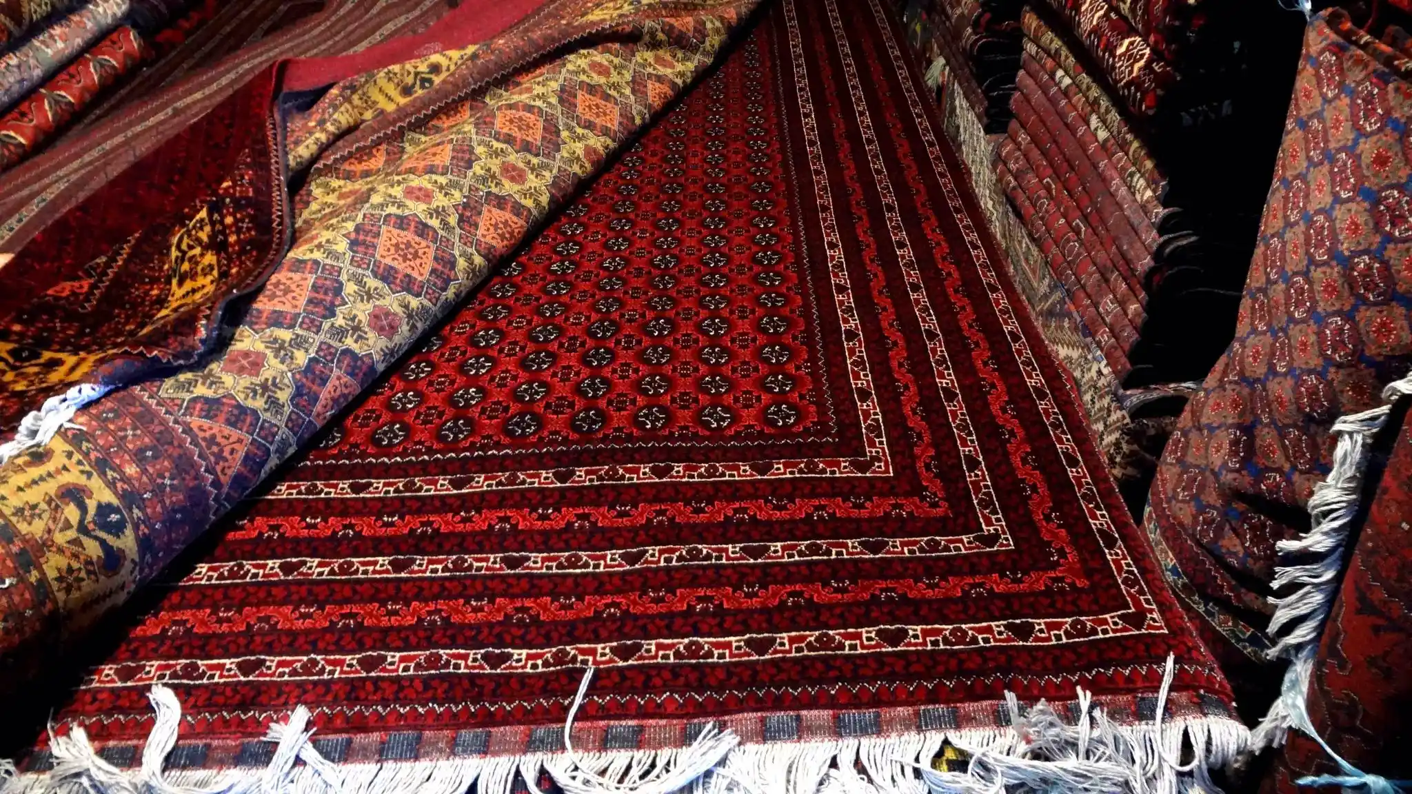 Handwoven Afghan carpet map design